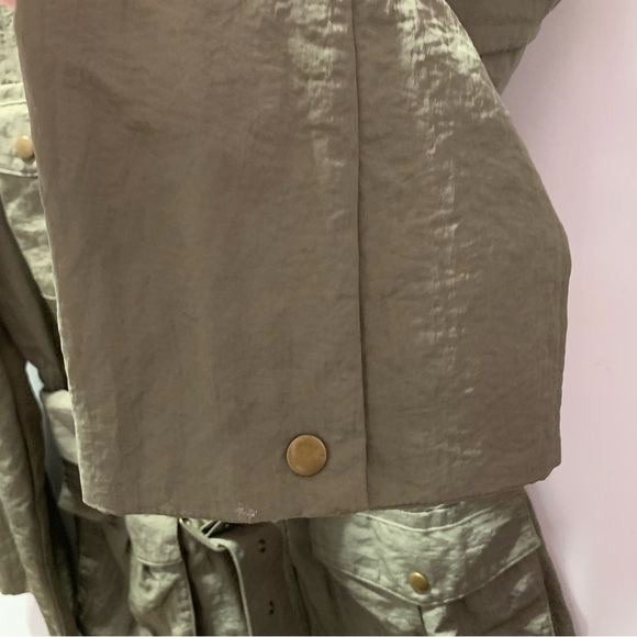 J. Jill Jackets & Coats Jjill Silver Sage Nylon Lined Short Belted